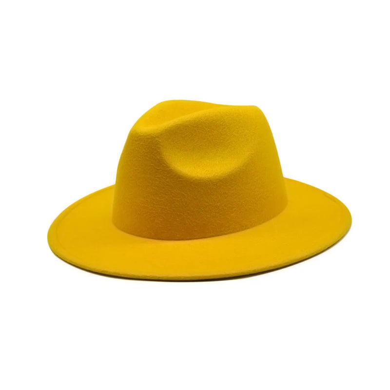 Autumn Winter Womens Felt Hat Fedoras Big Brim Hats for Women British Style Vintage Church Hats Lady Flat Brim White Jazz Cap