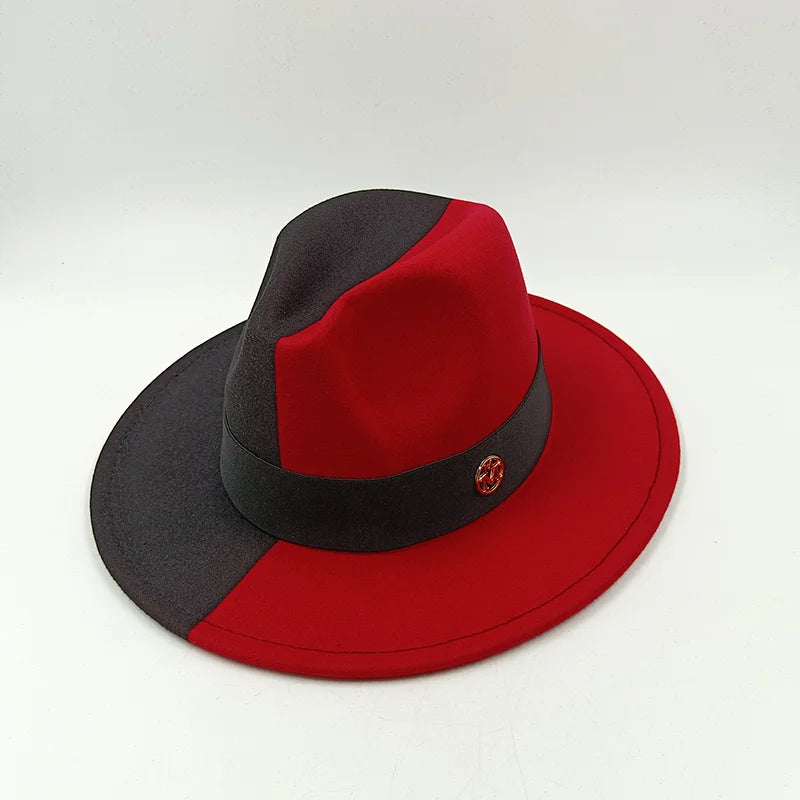 Fedora Hat Piercing Graffiti Letters Woolen Hat Korean Style Tide Men and Women Wide Brim Top Hat British Jazz Hat Hip Hop Winte