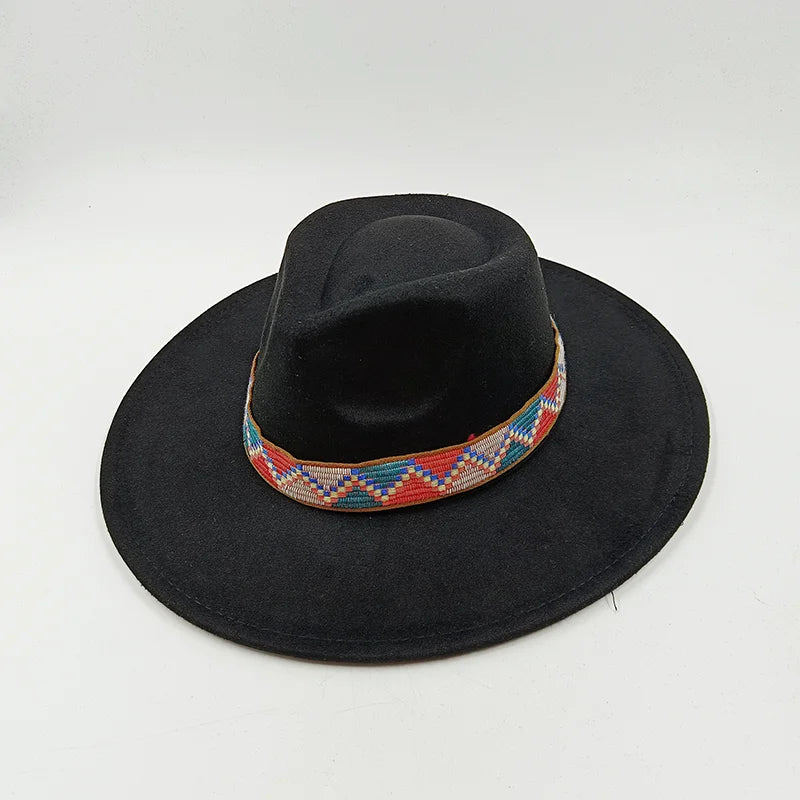 Fedora Hat Piercing Graffiti Letters Woolen Hat Korean Style Tide Men and Women Wide Brim Top Hat British Jazz Hat Hip Hop Winte