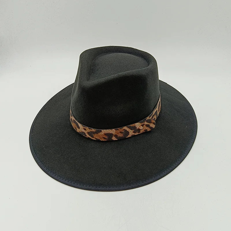 Fedora Hat Piercing Graffiti Letters Woolen Hat Korean Style Tide Men and Women Wide Brim Top Hat British Jazz Hat Hip Hop Winte