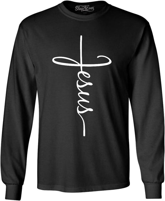 Jesus Cross Script Long Sleeve Shirt