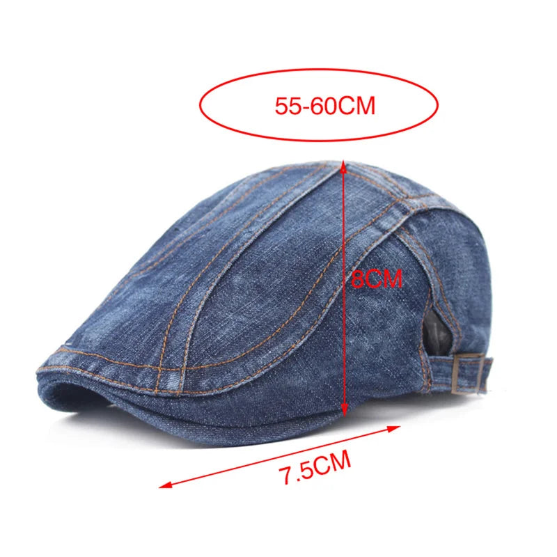 Adjustable Denim Beret Hats Men Women Unisex Jeans Berets Hat Spring Autumn Hats Peaked Cap Casual Forward Caps 2021