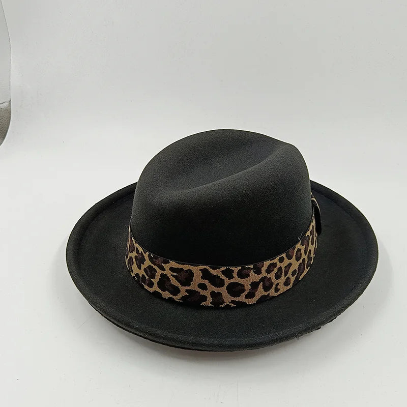 Fedora Hat Piercing Graffiti Letters Woolen Hat Korean Style Tide Men and Women Wide Brim Top Hat British Jazz Hat Hip Hop Winte