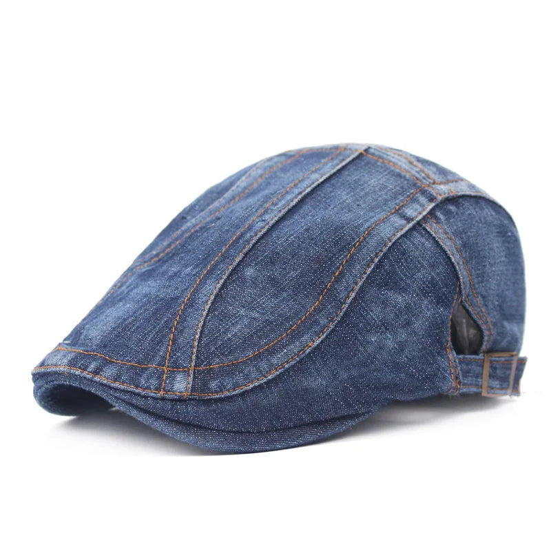 Adjustable Denim Beret Hats Men Women Unisex Jeans Berets Hat Spring Autumn Hats Peaked Cap Casual Forward Caps 2021