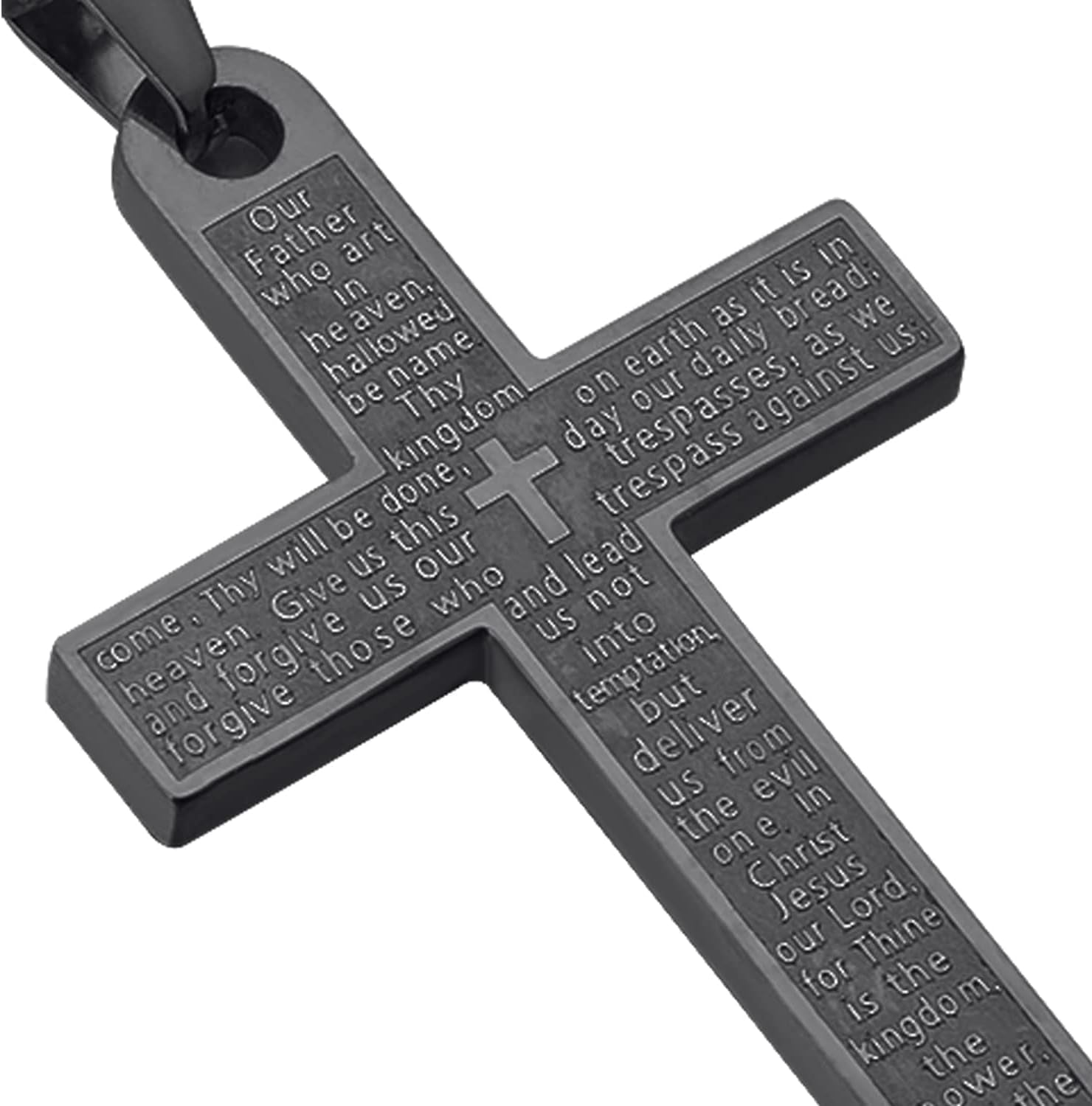 Cross Necklace for Men, Cool Mens Cross Necklaces, Stainless Steel Cross Chain for Men, Fashionable Cross Pendant Jewelry Gifts for Men Women Boys Girls 23 Inch(Black)