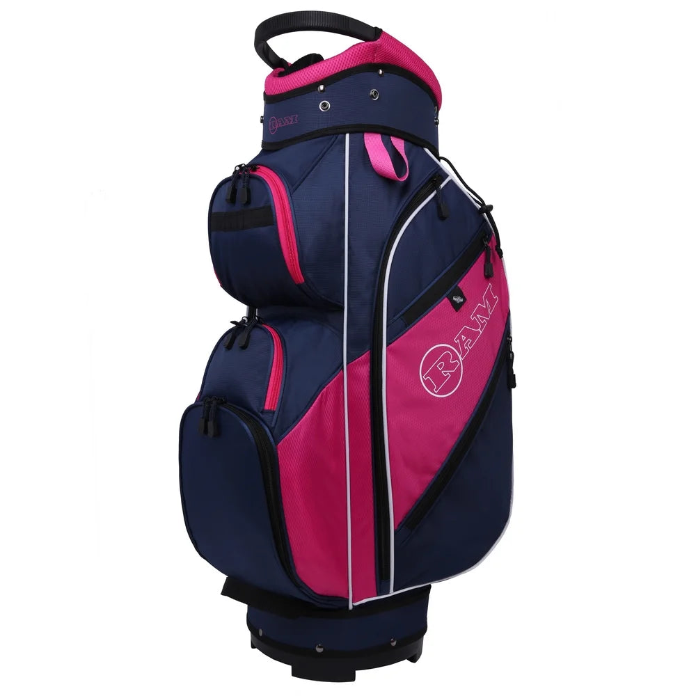 Lightweight Ladies Cart Bag with 14 Way Dividers Top Blue/Pink/White