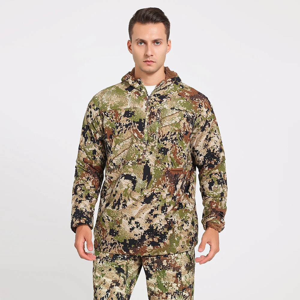 Ambient Hoody Hunting Apparel Outdoor Camo Hoodie Spring Fall Fleece Lining Hunting Kangaroo Pocket Light Jacket