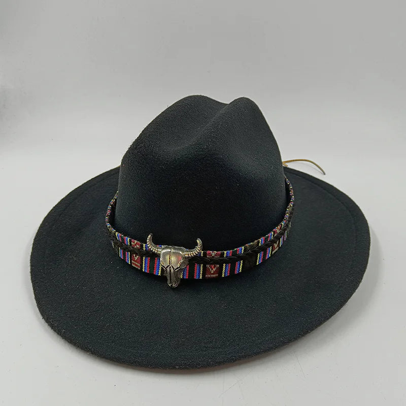 Fedora Hat Piercing Graffiti Letters Woolen Hat Korean Style Tide Men and Women Wide Brim Top Hat British Jazz Hat Hip Hop Winte