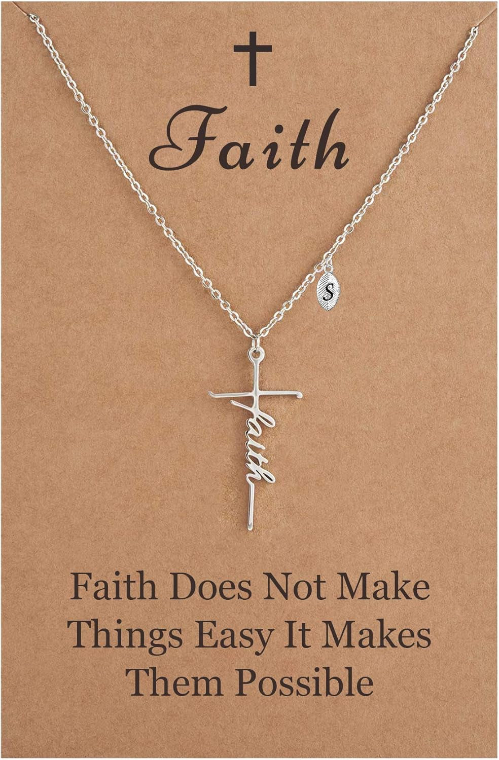 Cross Necklace for Women - Faith Necklace for Women - Initial Christian Jewelry for Women - 18K Gold/Rose Gold/Silver Plated 26 Letters Religious Cross Pendant Necklace Christmas Gifts