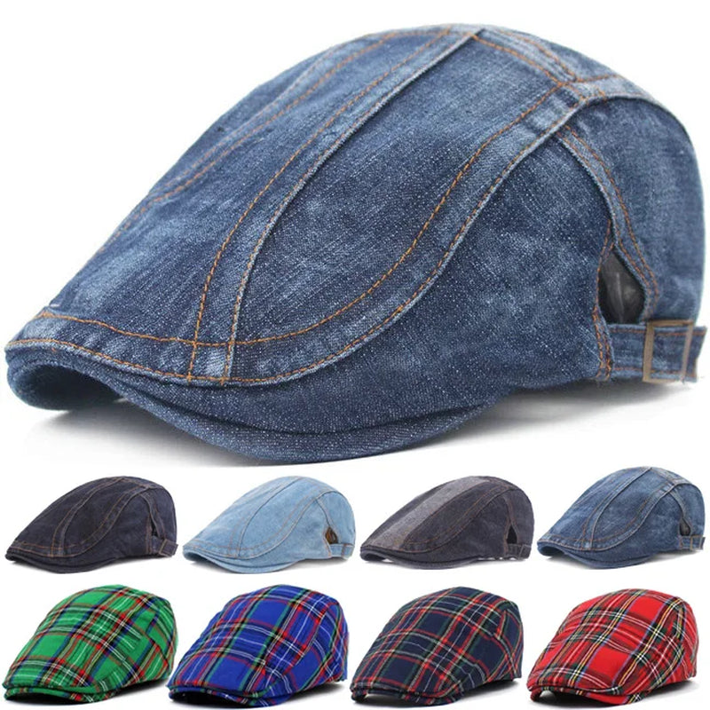 Adjustable Denim Beret Hats Men Women Unisex Jeans Berets Hat Spring Autumn Hats Peaked Cap Casual Forward Caps 2021