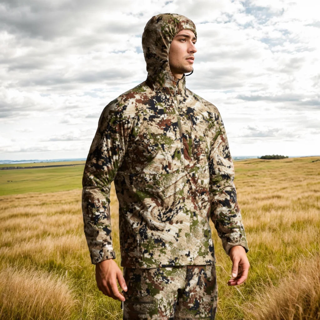 Ambient Hoody Hunting Apparel Outdoor Camo Hoodie Spring Fall Fleece Lining Hunting Kangaroo Pocket Light Jacket