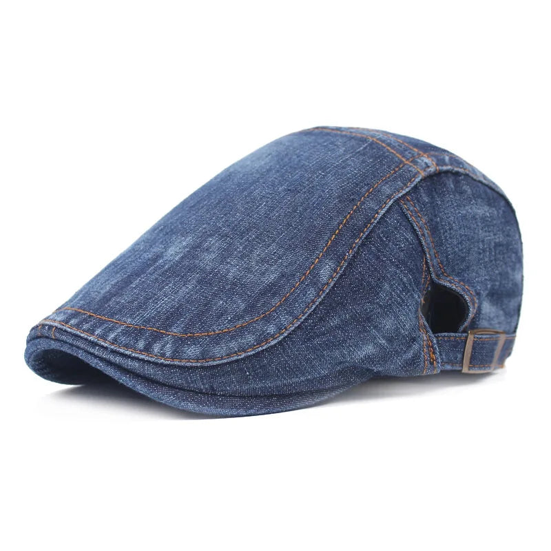 Adjustable Denim Beret Hats Men Women Unisex Jeans Berets Hat Spring Autumn Hats Peaked Cap Casual Forward Caps 2021