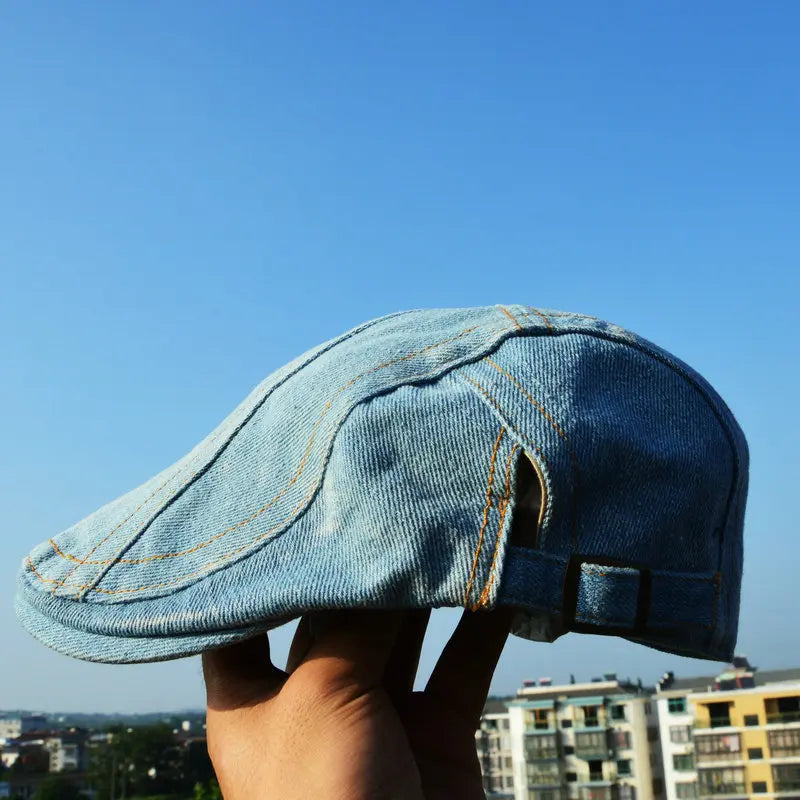 Adjustable Denim Beret Hats Men Women Unisex Jeans Berets Hat Spring Autumn Hats Peaked Cap Casual Forward Caps 2021